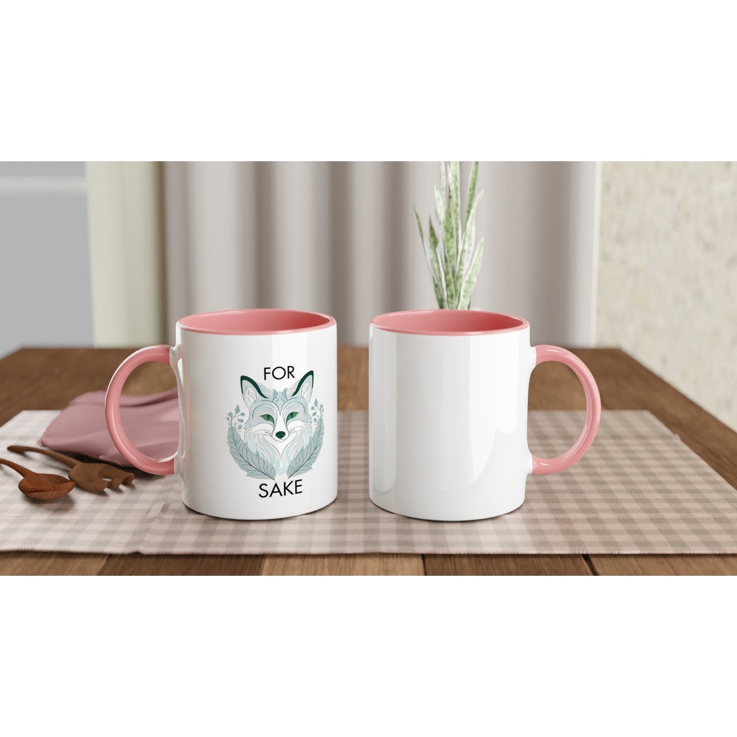 For Fox Sake Ceramic Mug with Color Inside - A Buzz with Words