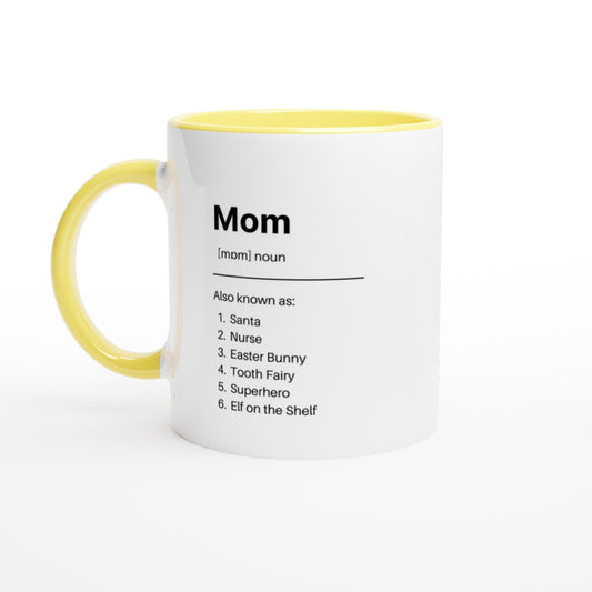 Mom Defined Ceramic Mug with Color Inside - A Buzz with Words