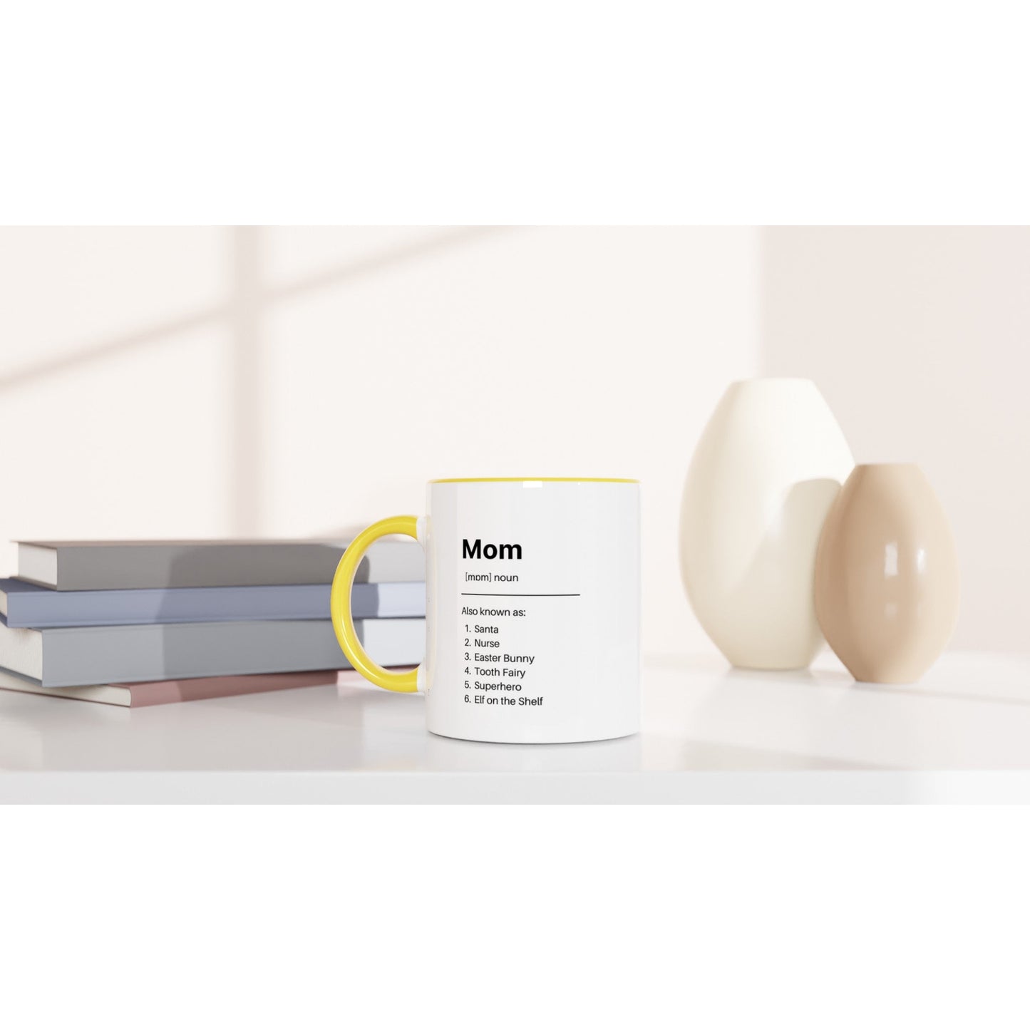 Mom Defined Ceramic Mug with Color Inside - A Buzz with Words