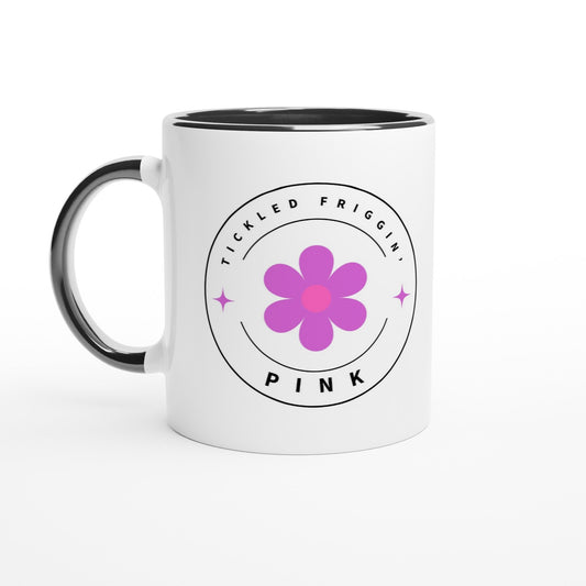 Tickled Pink Ceramic Mug with Color Inside - A Buzz with Words